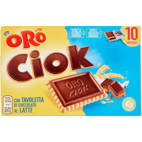 Saiwa Oro Ciok Latte Keks mit Tafel Milchschokolade, Ikonische Snack 1x250g Original italienisch Kekse