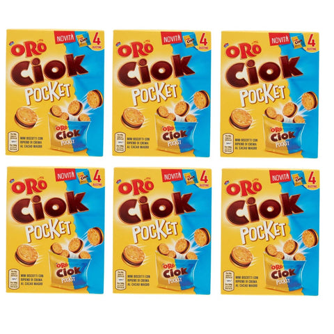 Saiwa Kekse Saiwa Oro Ciok Pocket Mini-Kekse gefüllt mit fettarmer Kakaocreme (4 Beutel à 40g) 160g biscuit cookies 6x Original italienisch 7622201447533
