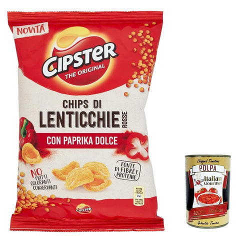 Saiwa Knabberartikel Saiwa Cipster di Lenticchie Rosse alla Paprika Rote Linsenchips mit Paprika, ikonische Form und knackiger Geschmack, 80 g italienisch Original 762201519506