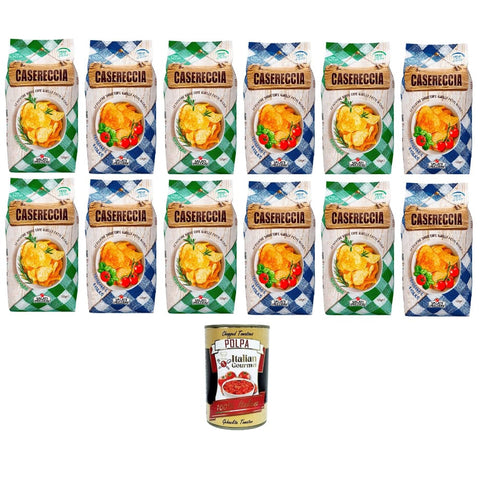 Salati Preziosi Casereccia Chips Salati Preziosi Casereccia Testpaket Rosmarino- Pomodoro e Basilico, Chips mit Rosmaringeschmack und Tomate und Basilikum 12x135gr Original italienisch inkl. Italian Gourmet Pelati 400g 8032804040014