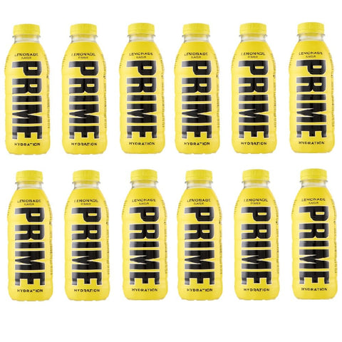 Prime Limone Hydration Drink Lemonade 12x 500ml Erfrischendes Zitronengetränk in der Flasche, Sportgetränk für Fitness, Training, Arbeit, Uni, Reisen, Büro