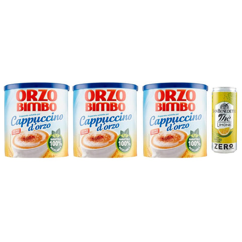 San Benedetto Eistee San Benedetto 3er Pack Orzo Bimbo Cappuccino D'orzo Solubile Löslich Gersten Cappuccino eine koffeinfreie 150g + 330ml italienisch Original 8001620019573