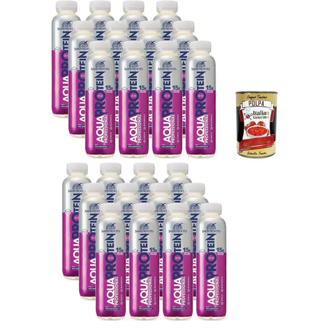 San Benedetto Eiweißgetränke San Benedetto Acqua Protein Wasser, Zitronengras Apfelproteingetränk,Alkoholfreies Getränk, Einweg PET Flasche 24x 400 ml italienisch Original 8001620023914