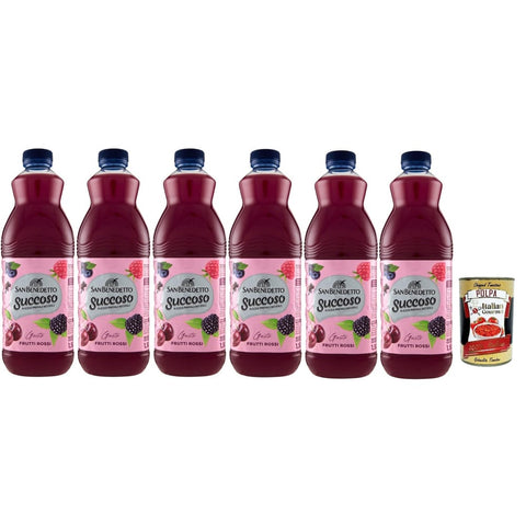 San Benedetto Fruchtsäfte San Benedetto Succoso Frutti Rossi PET flasche 6x 1,5 Lt, Rote Früchte Fruchtsaft saft, redberries fruit juice Original italienisch inkl. Italian Gourmet Polpa 400g 8032804040014