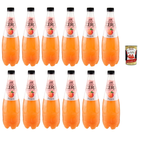San Benedetto Pesca Zero PET ohne Zucker 12x 0,75 l, Pfirsch, Limonade orange ohne Zucker, peach soft drink sugarfree italienisch Original