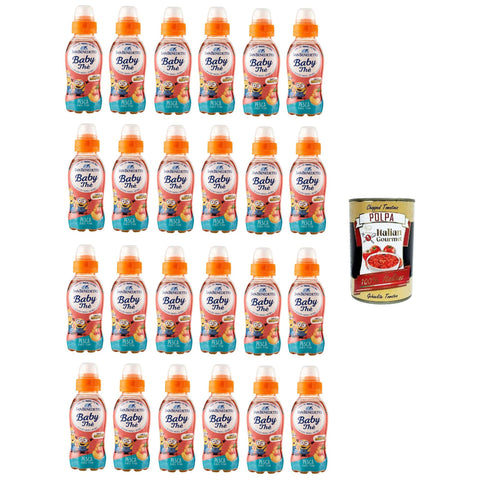San Benedetto Thè baby the deteinato alla pesca entcoffeiniert Soft drink peach tea decaffeinated Eistee Pfirsich PET 24x25 cl italienisch Original Pastasauce +