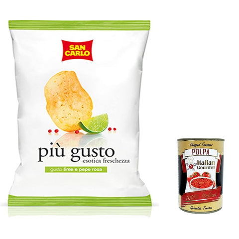 San Carlo più gusto Limette & rosa Pfeffer Chips Kartoffelchips gesalzen 10x50g Original italienisch Snack