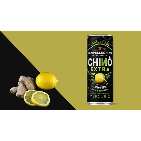 San Pellegrino Limonade San Pellegrino Chinò EXTRA Mercurio Limetten-Ingwer-Erfrischungsgetränk mit Kohlensäure, 24x 33 cl