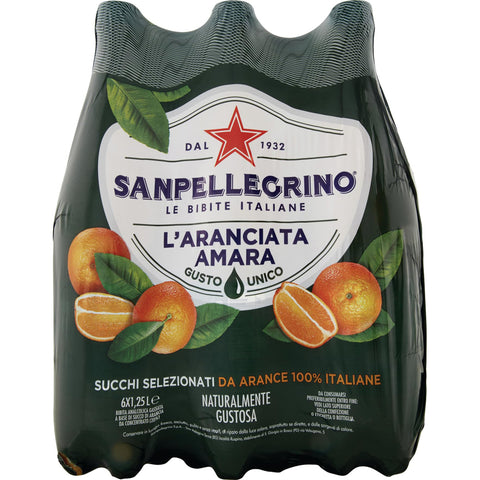 SAN Pellegrino PET Flasche Dose 1.25 L Aranciata Amara Limonade Bitteroange italienisch Original