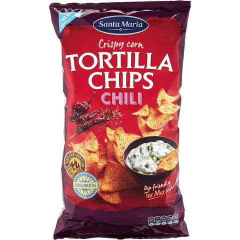 Santa Maria Chips Santa Maria Chili-Tortilla-Chips, knusprige und dünne Maisblätter, in Spalten geschnitten und frittiert, ideal als Snack, Vorspeise oder Aperitif, 185g 5x Original italienisch inkl. Italian Gourmet Pelati 400g 7311310032029