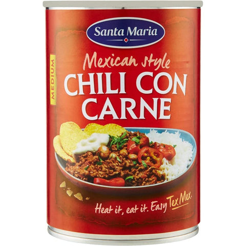 Santa Maria Suppen & Eintöpfe Santa Maria Chili con Carne, würziges Gericht, typisch für die Tex-Mex-Küche, leicht scharf, 410g Dose 6x Original italienisch inkl. Italian Gourmet Polpa 400g 7311310381271