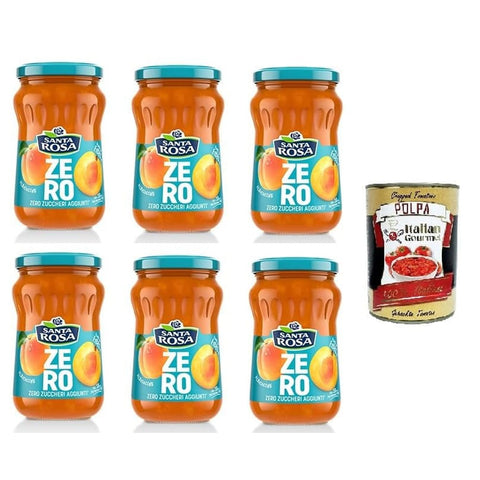 Santa Rosa Koch- & Backzutaten Santa Rosa ZERO, Confettura di Albicocche zero zuccheri aggiunti Aprikosenmarmelade ohne Zuckerzusatz 6x 300gr Original italienisch inkl. Italian Gourmet Polpa 400g 8032804040014
