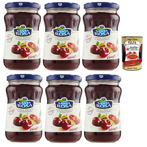 Santa Rosa Konfitüren Santa Rosa Confettura di Ciliegie, Kirschen marmelade, Cherries jam, ideal für Desserts und Kuchen 6x 350g Original italienisch inkl. Italian Gourmet Polpa 400g 8032804040014
