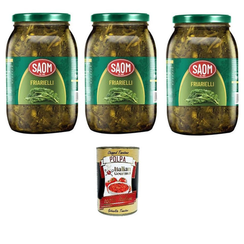 Saom 0 Saom Friarielli Neapolitaner in Öl im Glas 3 x 960gr Original italienisch inkl. Italian Gourmet Polpa 400g 8032835019683