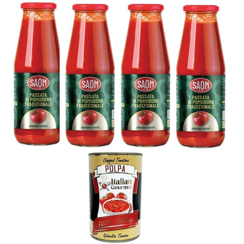 Saom Passata Tomatenmark Saom Passata di Pomodoro Tradizionale Classica 680 gr in Vetro Traditional Classic Tomatenpüree 680 gr im Glas 4x680 gr italienisch Original 8032804040014