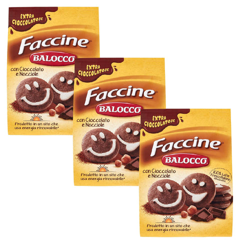 Balocco Faccine - Italienisches Mürbegebäck mit Schokolade und Haselnüssen 700g (Faccine, x3) Original italienisch
