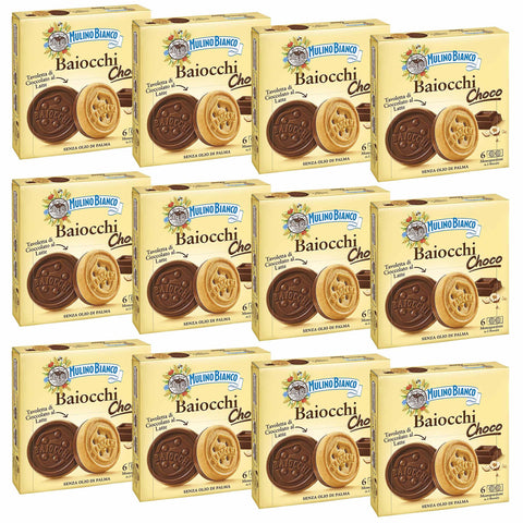 Mulino Bianco Baiocchi Choco Italienische Kekse mit Schokoladenfüllung x 12 Pakete 1x144g Original italienisch