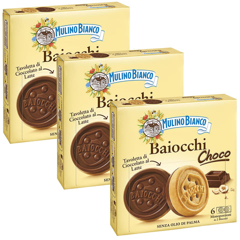 Mulino Bianco Baiocchi Choco Italienische Kekse mit Schokoladenfüllung x 3 Pakete 1x144g Original italienisch