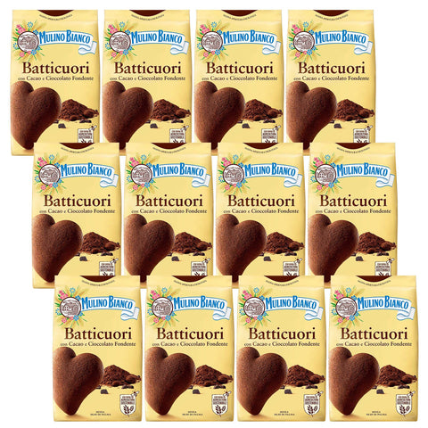 Mulino Bianco Batticuori Italienisches Mürbegebäck Kakao Kekse 350 g x 12 pakete (Batticuori, x12) italienisch Original