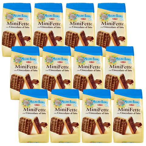 Mulino Bianco Mini Fette Italienische Mini Kekse mit Überzug aus Milchschokolade 1x110g Original italienisch