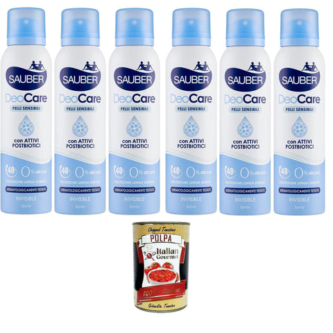 Sauber Deodorante Deocare Spray, Deodorant Deocare Spray, empfindliche Haut 6x150 ml italienisch Original