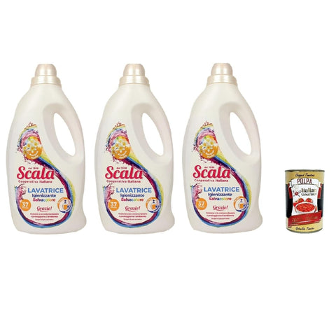 Scala Color- & Feinwäsche Scala detergente lavatrice Salvacolore 1,5L Flüssigwaschmittel für Buntwäsche 3 x 1,5 l Original italienisch inkl. Italian Gourmet Polpa 400g 8032804040014