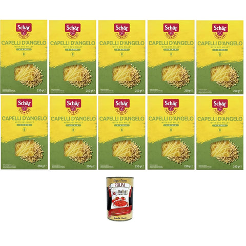 Schar Längliche Pasta Schar Pasta Capelli d'Angelo Glutenfreie Kurznudeln mit ca. 20% Hirse 10x 250g italienisch Original 8008698004067