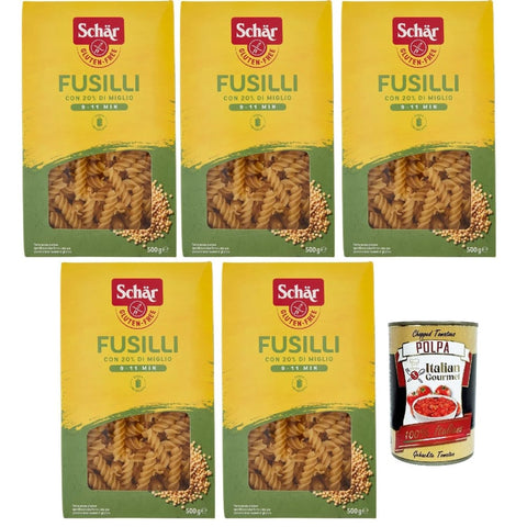 Schär Nudeln & Pasta Schär Senza Glutine Fusilli Glutenfrei Pasta mit 20% Hirse gluten free pasta 5x 500g italienisch Original 8032804040014