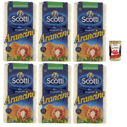 Scotti Reis Scotti Riso scotti per arancine Idealer Reis für sizilianische Arancini 100% italienischer Reis 1 kg 6x italienisch Original + kostenlos polpa 400 g 8001860135002