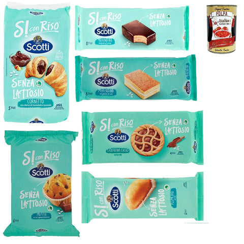Scotti Riso Scotti Si con Riso Merendine Testpaket Laktosefreie Croissants Muffin Plumcake Crostatine Kuchen Laktosefreie süßer italienisch Original