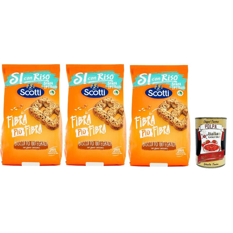 Si con Riso Snack Kuchen & Backwaren Si con Riso Biscotto integrali- Kekse Vollkorn, Laktose -freie und palmenfreie Kekse, Lactose -free biscuits 3x 350 g Original italienisch inkl. Italian Gourmet Polpa 400g 8032804040014