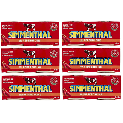 Simmenthal con Peperoncino Fertiggericht aus Rindfleisch in Gemüsegelee Dosenfleisch mit Chili (2 x 135 g) italienisch Original