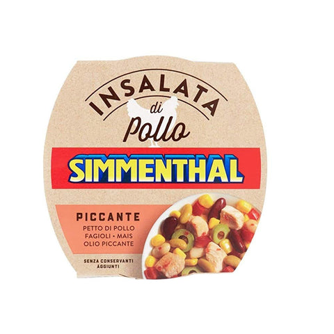 Simmenthal Insalata Di Pollo Piccante Würziger Hühnersalat Hühnerbrust mit Bohnen, Mais und würzigem Öl 160g Fertiggericht Frei von Konservierungsstoffen 6x Original italienisch