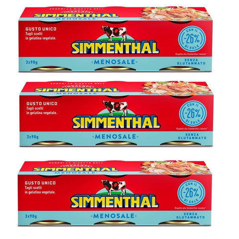 Simmenthal Fleisch, Geflügel & Wild Simmenthal Menosale Leckeres Mageres Fleisch in Gemüsegelee und Honig mit -26% Salz (3 x 90g) Dosenfleisch Fertiggericht aus Rindfleisch 3x Original italienisch 8004030895324