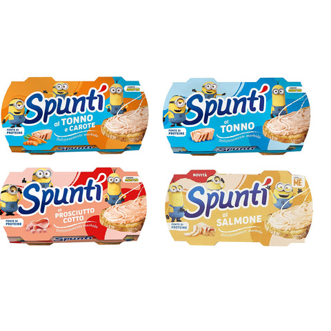 Simmenthal TESTPAKET Spuntì Streichfähiges Produkt aus Thunfisch gekochtem Schinken Thunfisch und Ingwer Lachs 24x84g Original italienisch Feinkost