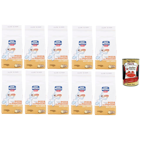 Spadoni Molino Gran Mugnaio Pizza Coi Fiocchi mit Kartoffelflocken, Pizzamischung mit allen Zutaten für eine tiefe und weiche Pizza 10x 1000 gr italienisch Original