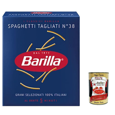 Spaghetti Tagliati Nudeln & Pasta Spaghetti Tagliati n°38, Pasta 100% italienisch Nudeln aus Hartweizengrieß 500g Packung 10x Original italienisch inkl. Italian Gourmet Polpa di Pomodoro 400g Dose 8076809545440