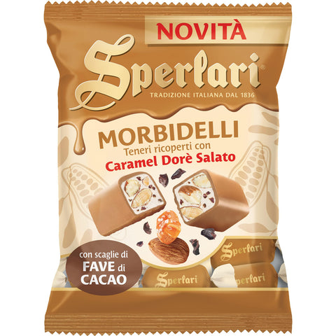 Sperlari Morbidelli weiche Mini-Nougats mit Salzkaramell-Dorè-Überzug 117g Original italienisch