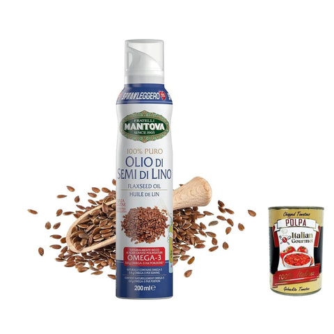 SPRAYLEGGERO Kochsprays SPRAYLEGGERO Mantova Olio di Lino - Reines Leinölspray ohne Treibmittel 200ml 3x Original italienisch inkl. Italian Gourmet Polpa 400g 8006830995167
