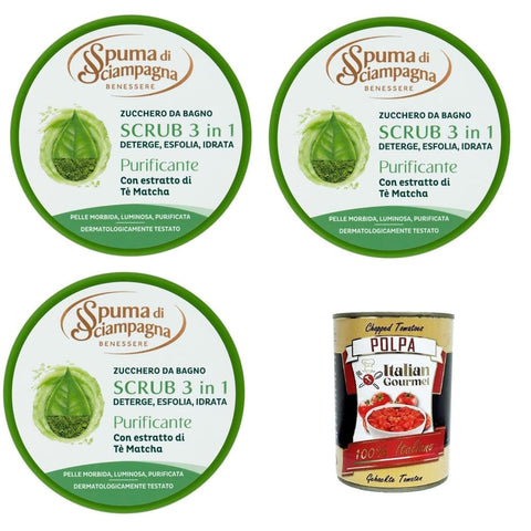 Spuma di Sciampagna Peelings Spuma di Sciampagna Scrub per il corpo Purificante Reinigendes Körperpeeling 3x250 ml Original italienisch inkl. Italian Gourmet Polpa 400g 8032804040014