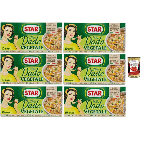 Star Brühe Star il Mio Dado Vegetale, Mit 9 Gemüse, 10 Würfel, 6x 100 g, ohne Konservierungsstoffe, laktose freier und glutenfrei. Ausgezeichneter Geschmack italienisch Original 8032804040014
