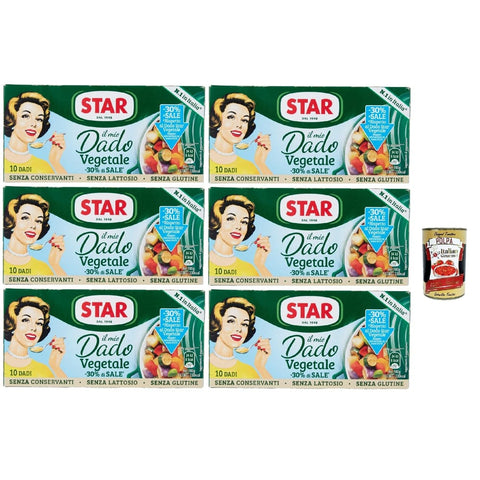 Star il Brühe Star il mio Dado Vegetale -30% di Sale 10 Dadi, Suppenwürfel Brühe mit 9 Gemüsesorte reich an Geschmack mit -30% salz, 6x100 g italienisch Original Pastasauce + 8032804040014