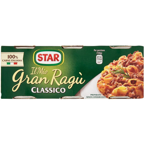 Star Pastasaucen Star Il Mio Gran Ragù Star Classico tomatensauce 100% Fleisch sauce Pastasauce Würzsaucen in dosen 3x100g italienisch Original 8000050506103