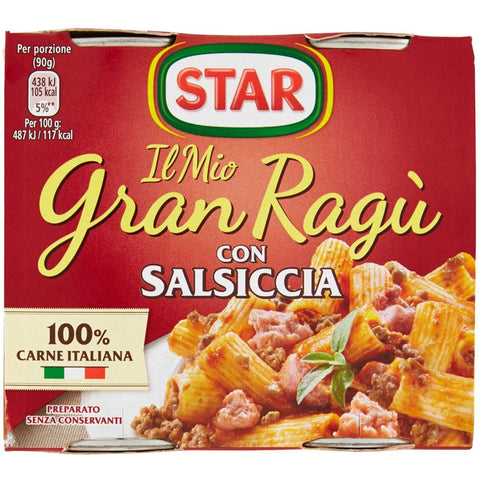 Star SpA Gran ragù Star con Salsiccia Fleischsauce mit Wurst 2 x 180 g italienisch Original
