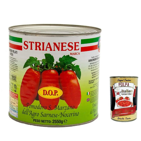 Strianese Gemüse Strianese Geschälte San Marzano Tomaten 2.5Kg Ganz 6x Original italienisch inkl. Italian Gourmet Polpa 400g 800091000855
