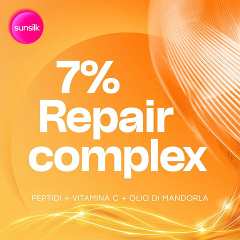 6x Sunsilk, Shampoo Riparazione Istantanea Shampoo für geschädigtes Haar, repariert das Haar bereits nach einer Anwendung*, Formel angereichert mit einem Reparaturkomplex aus Peptiden, Vitamin C und Mandelöl, 250 ml