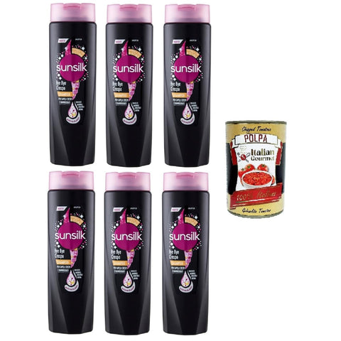 Sunsilk bye crespo shampoo per capelli crespi e danneggiati Bye Frizzy Shampoo für krauses und strapaziertes Haar 6x250 ml italienisch Original + kostenlos polpa