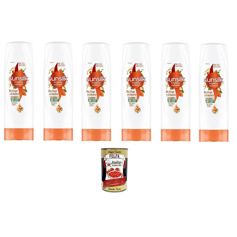 Sunsilk Argan- und Mandelöl-Conditioner Conditioner für brüchiges und geschädigtes Haar mit Arganöl und Bio-Mandelöl 6x200 ml italienisch Original + kostenlos