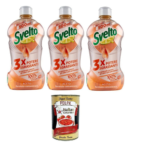 Svelto Essig Svelto Piatti a Mano Concentrato Aceto Hand Dishes konzentrierter Essig 3x 500ml Original italienisch inkl. Italian Gourmet Polpa 400g 8720182384058