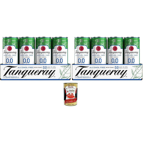 Tanqueray 0.0 - Premix Gin & Tonic Zero, Packung mit 24 250-ml-Dosen italienisch Original Pastasauce + kostenlos polpa 400 g